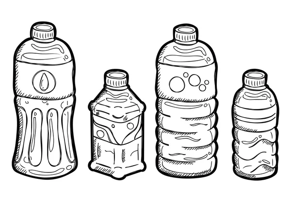 Botella de plástico doodle — Vector de stock