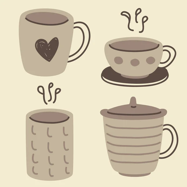 Uppsättning cup doodle — Stock vektor