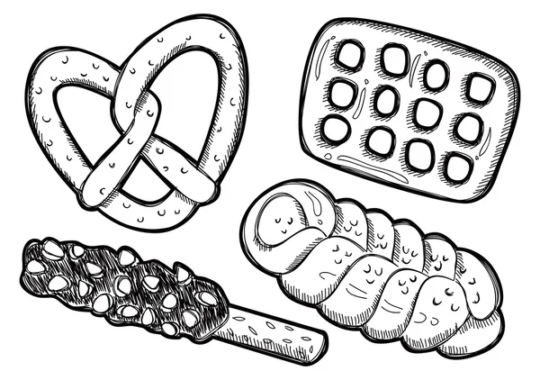 Set dari gambar makanan ringan - Stok Vektor