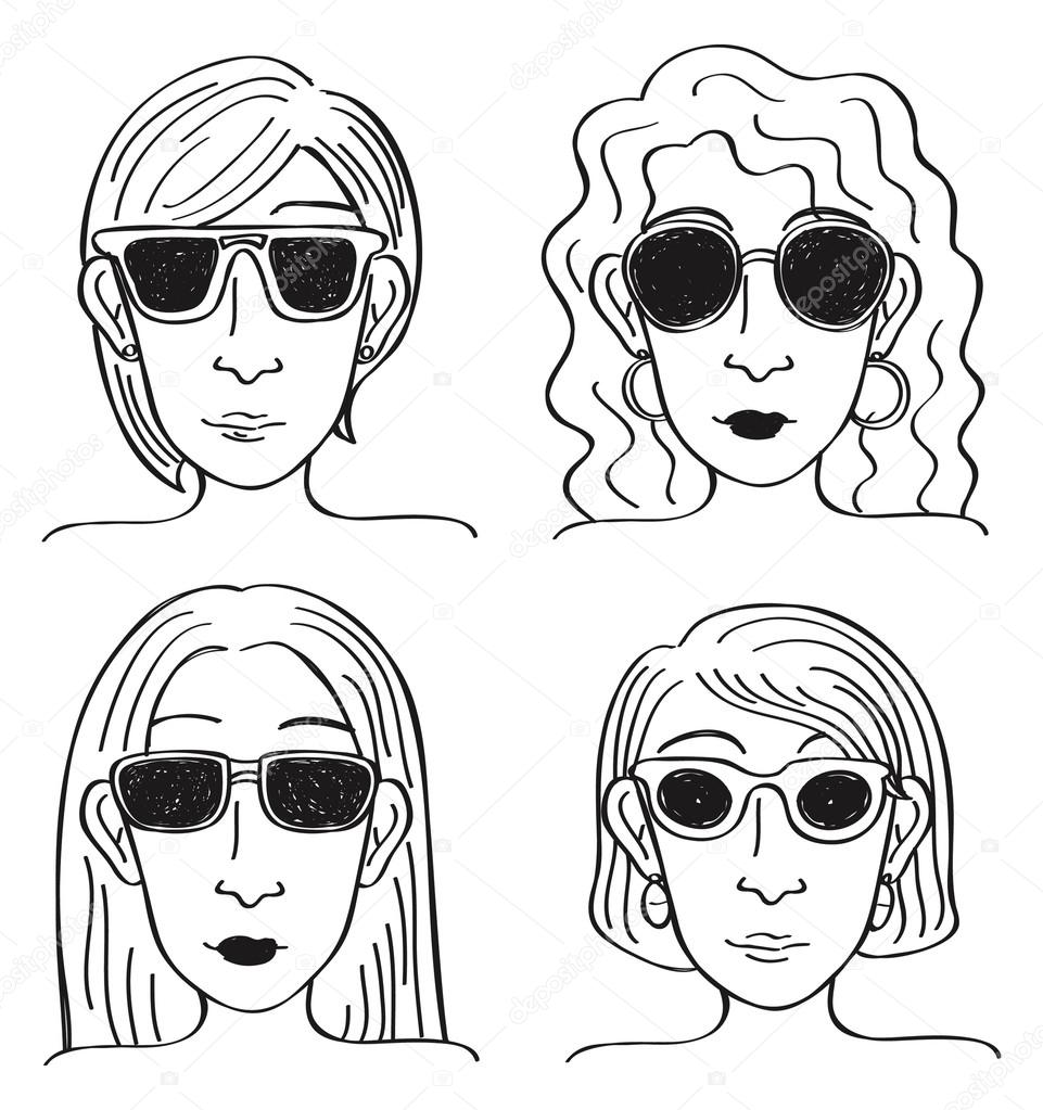 Cartoon girl wearing sunglasses