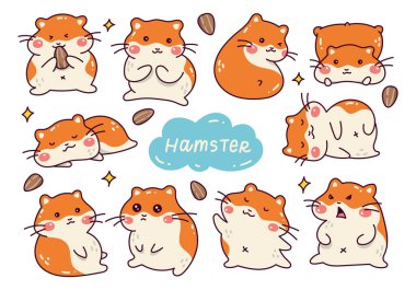 Bir dizi şirin çizgi film kedisi.