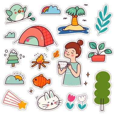 Yaz hayatının, el çizimlerinin, karalamalarının, çizimlerinin, çizimlerinin, çizimlerinin sevimli çizgi film çizimleri.