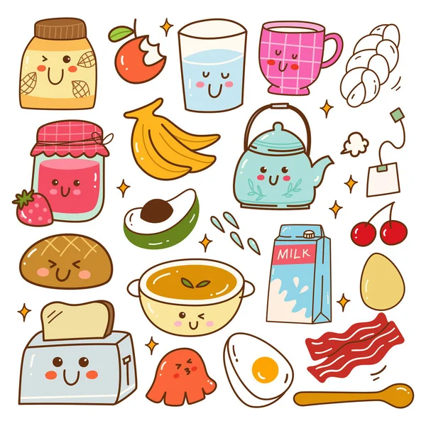 Illustration Vectorielle Des Icônes Des Aliments Boissons — Image vectorielle