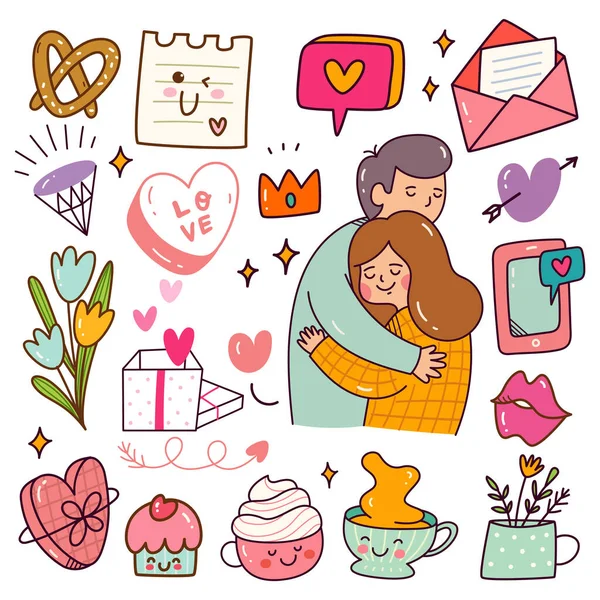 Valentine Day Love Heart Gift Wedding Birthday Valentines Romantic Couple — Stock Vector