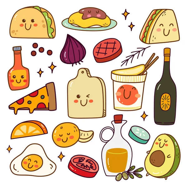 Conjunto Iconos Alimentos Ilustración Vectores — Archivo Imágenes Vectoriales