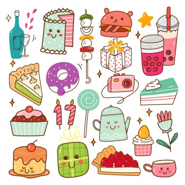 Çizgi film karikatür şekeri seti. vektör illüstrasyonu