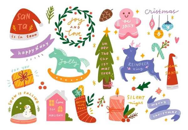 圣诞和新年贺卡 附有圣爪 冷杉树 — 图库矢量图片