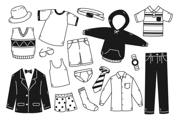 Set Kleding Schets Vectorillustratie — Stockvector