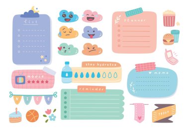Şirin günlük ve planlayıcı, vektör illüstrasyon tasarımı 
