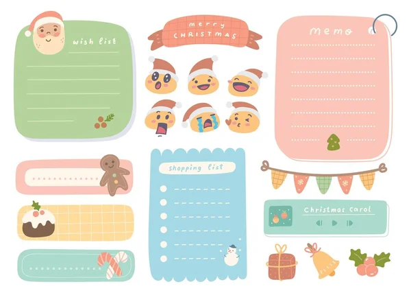 Kerst Thema Schattig Tijdschrift Planner Verlanglijstje Ontwerp — Stockvector