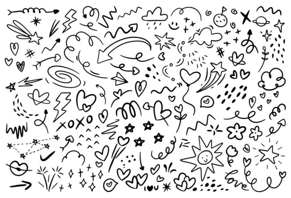 Doodles Dia Valentim Desenhados Mão —  Vetores de Stock