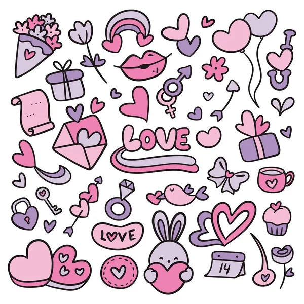 çizilmiş Sevgililer günü karalamalar el