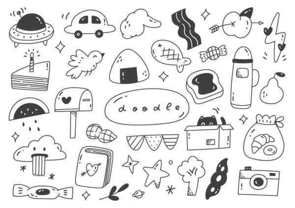 Vector Illustratie Achtergrond Schattige Doodle Elementen — Stockvector