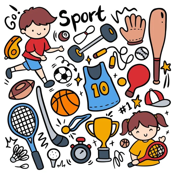 Vector Illustration Set Sport Doodle Elements — Stock Vector