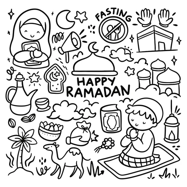 Arte Ilustración Garabato Ramadán — Vector de stock