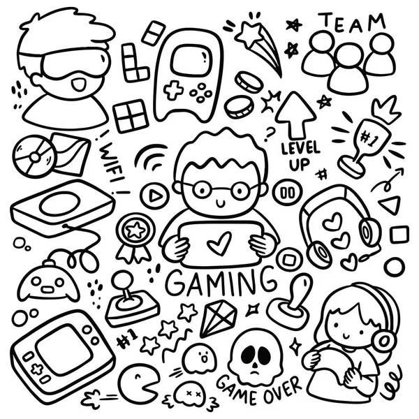 Cartoon Illustration Gaming Doodle — Stock Vector