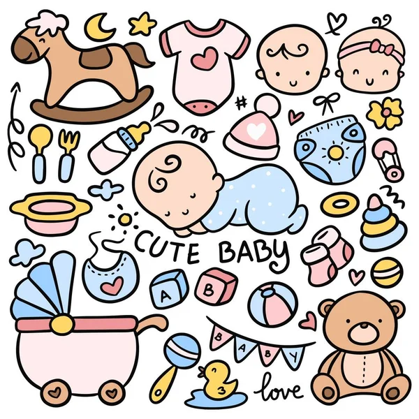 Kunst Illustratie Baby Doodle — Stockvector