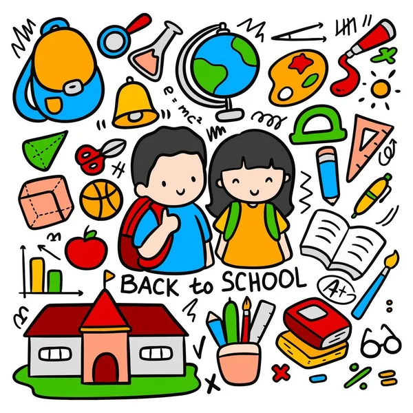 Retour École Doodle Illustration — Image vectorielle