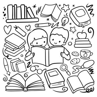 beyaz arkaplanda izole edilmiş çizgi film çizim kitapları, vektör illüstrasyonu