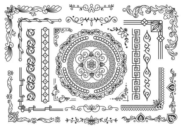 Handgezeichnete Bordüre Und Rahmen Designelemente Für Hochzeitskarten — Stockvektor
