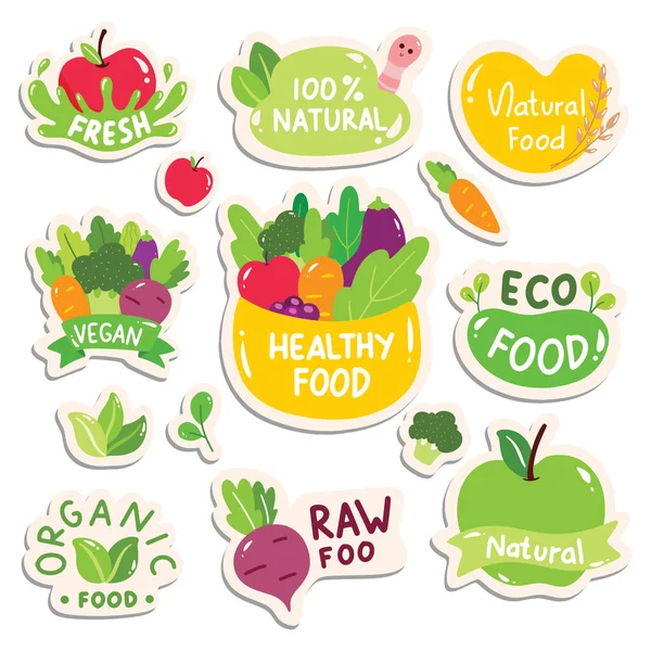 Vector Illustration Food Organic Icon Collection Fresh Vegetarian Stock Symbol — Vector de stock