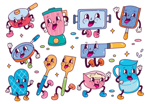 Keukengerei Cartoon Personages — Stockvector