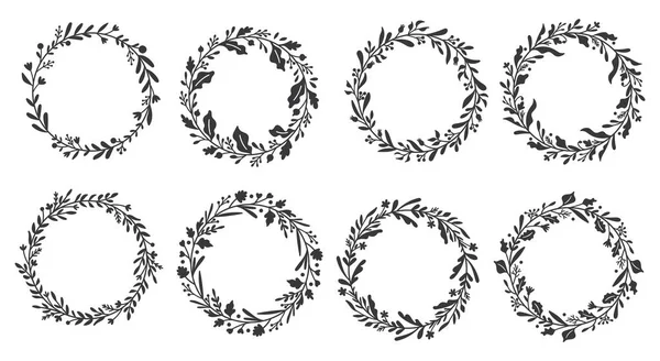 Set Dari Bingkai Karangan Bunga Latar Belakang Putih - Stok Vektor