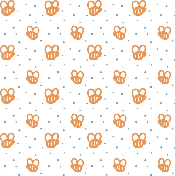 Seamless Pattern Cute Bee Insects — Stock Vector