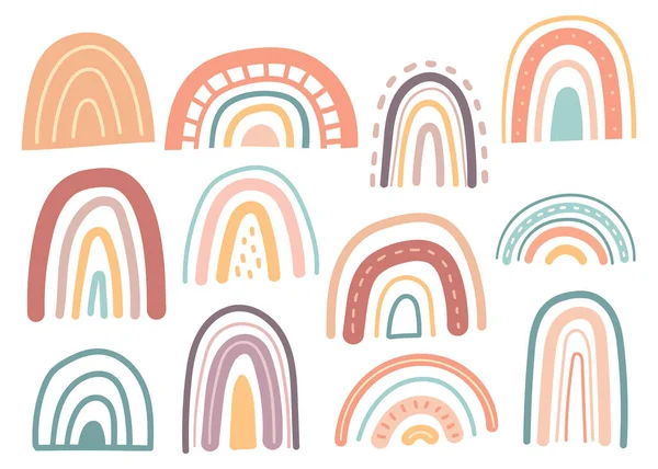 rainbow pattern with clouds, vector illustration