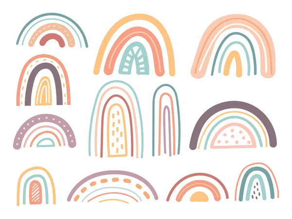 Rainbow Colorful Seamless Pattern Hand Drawn Elements Vector Illustration — Image vectorielle