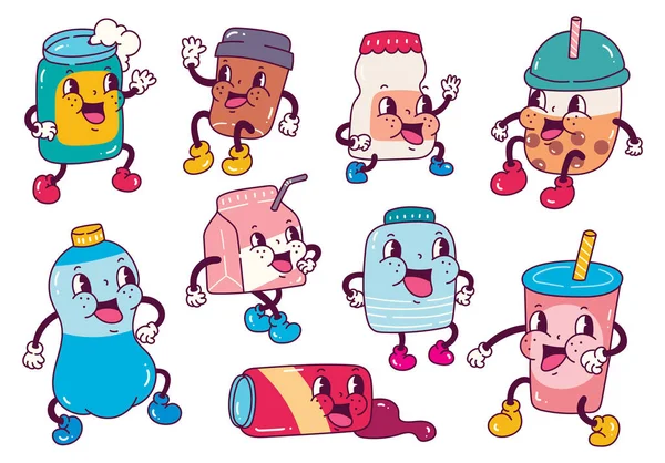 Cartoon Illustration Cute Funny Characters Different Expressions — Stockvektor