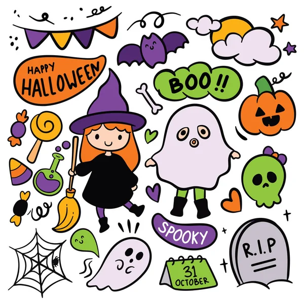 Halloween Doodle Achtergrond Vector — Stockvector