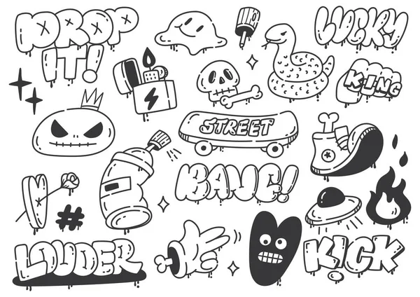 Halloween Party Hand Drawn Doodle Set Vector Illustration — Stockvector