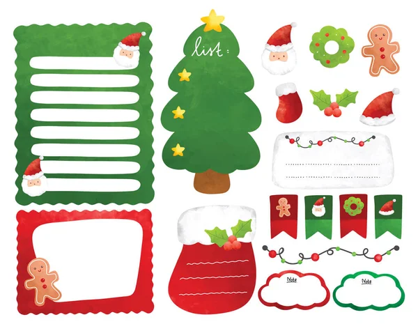 Set Christmas Stickers Vector Illustration Christmas Planner Design Elements — Vettoriale Stock