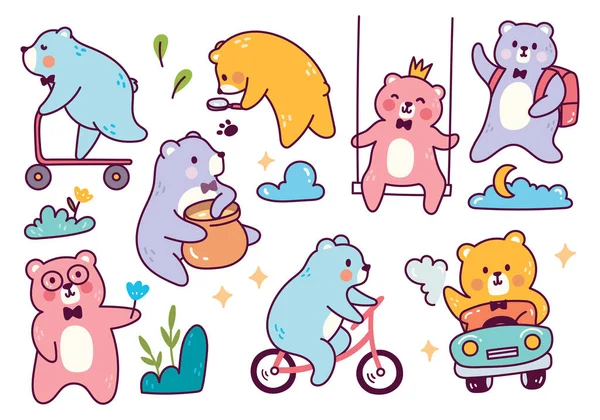 Set Cute Baby Bears — Stockvektor