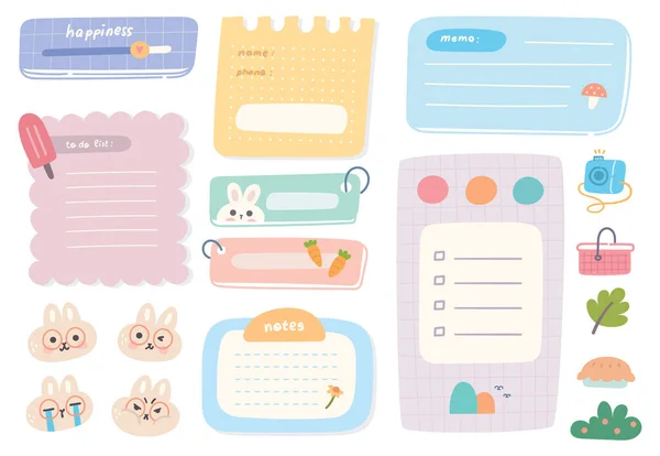 Vector Illustration Cute Planner Journal Elements — 스톡 벡터