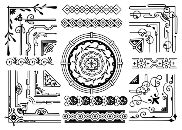 Vector Illustration Decorative Border Frame Elements — Archivo Imágenes Vectoriales