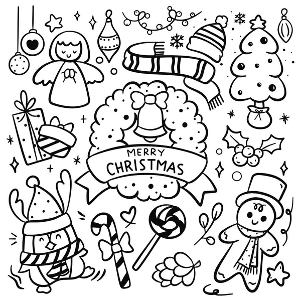 Hand Drawn Christmas Doodle Vector Illustration — Stock Vector