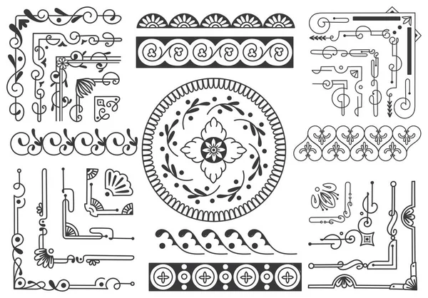 Vector Illustration Decorative Border Frame Elements — Stock Vector