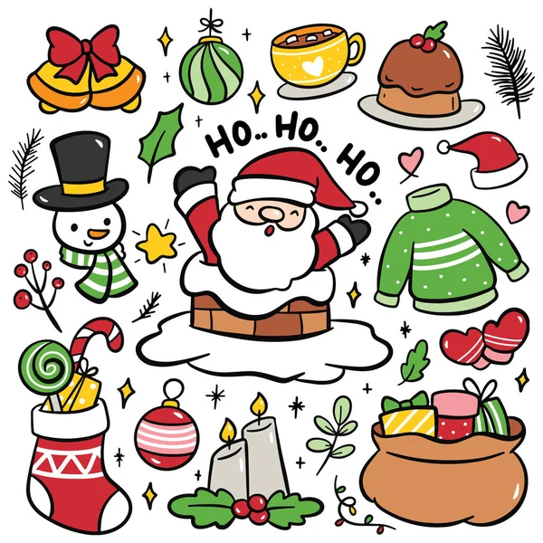 Hand Drawn Christmas Doodle Vector Illustration — Stock Vector