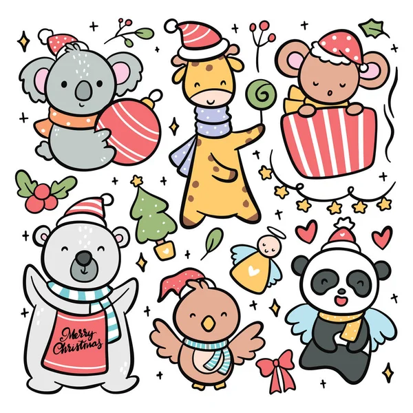 Navidad Dibujos Animados Doodle Color Vector Fondo — Vector de stock