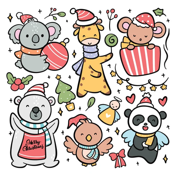 Navidad Dibujos Animados Doodle Color Vector Fondo — Archivo Imágenes Vectoriales