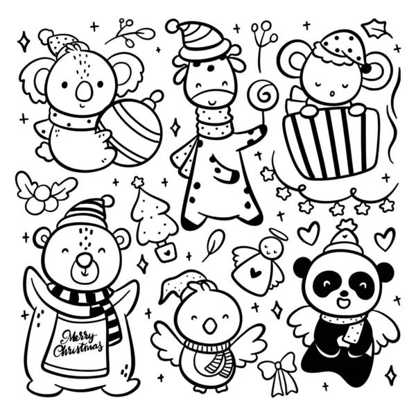 Navidad Dibujos Animados Doodle Color Vector Fondo — Archivo Imágenes Vectoriales