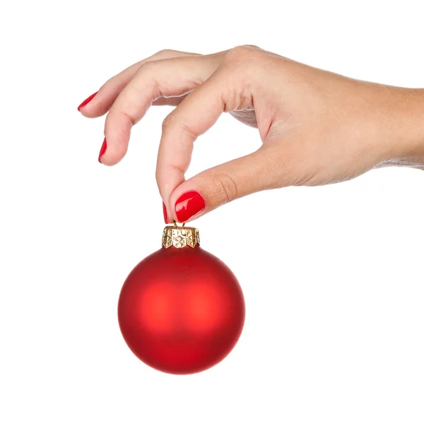 Holding christmas ball — Stock Photo, Image