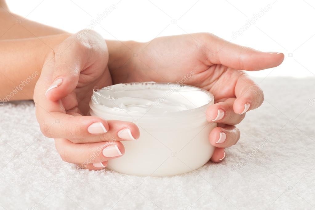 Woman holding cream