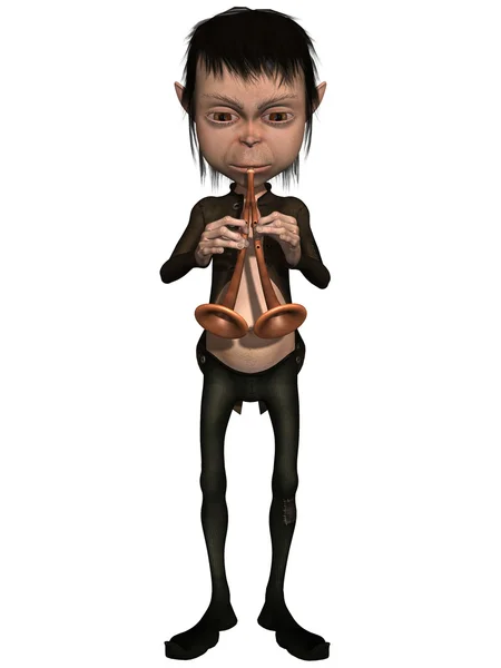 Gnom spielt ein Musikinstrument — Stockfoto