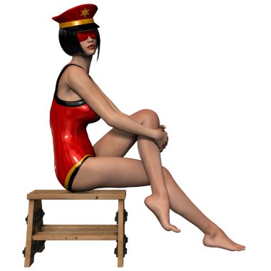 seksi kadın polis kıyafeti ile poz