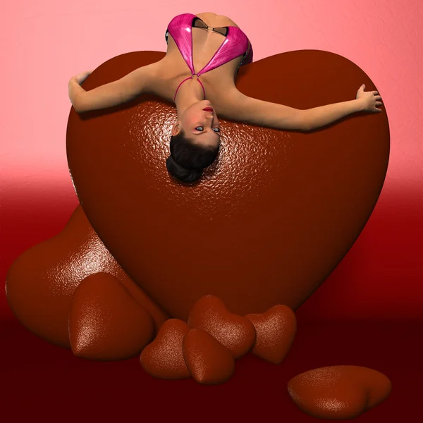 Sexy woman posing with a heart — Stock Photo, Image