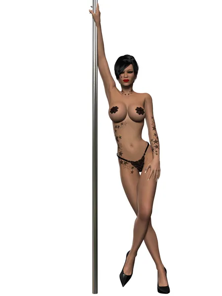 Jeune femme sexy pole dance — Photo