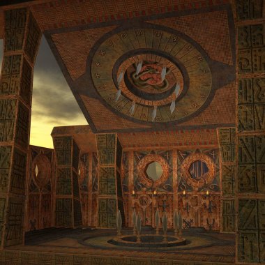 Mistik bir atmosferi olan bir fantezi arka planının 3 boyutlu çizimi 